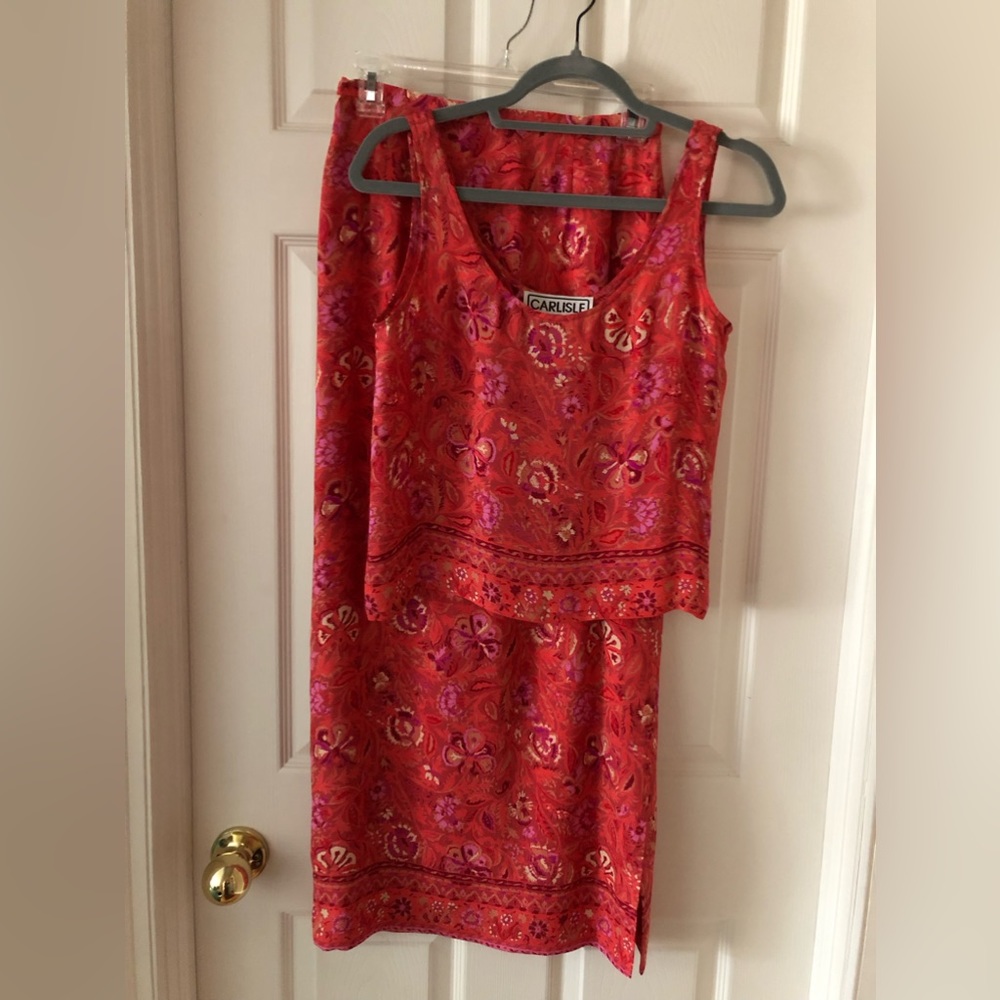 Carlisle 100% Silk Set, Maxi Skirt size 6, Cropped Top size 2